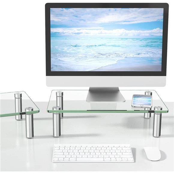 Dual Glass Monitor Stand Riser, 2 Pack Computer Monitor Riser - Picture 6 of 6